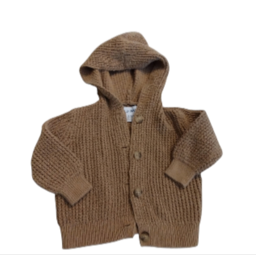 Old Navy Chunky Knit Brown Hooded Button-Up Cardigan Sweater Jacket